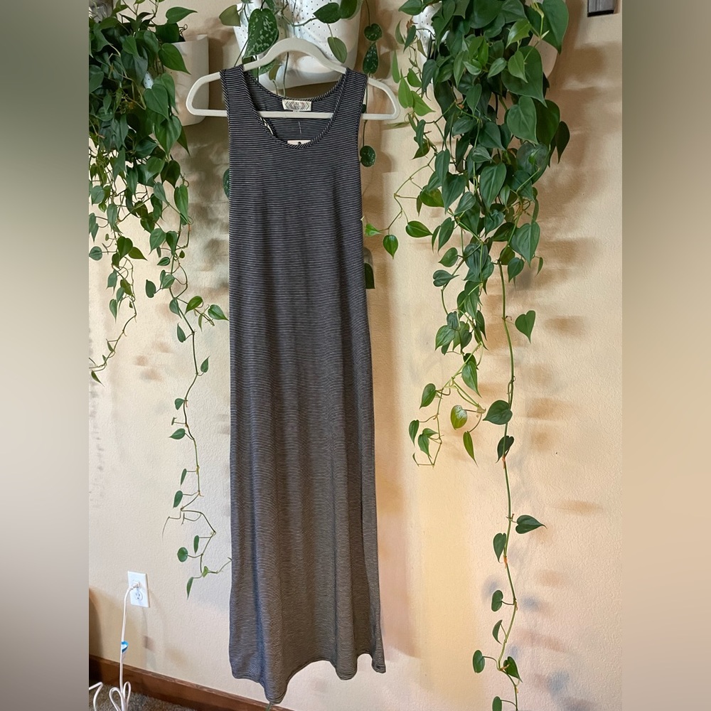 Cotton Striped Racerback Maxi Dress